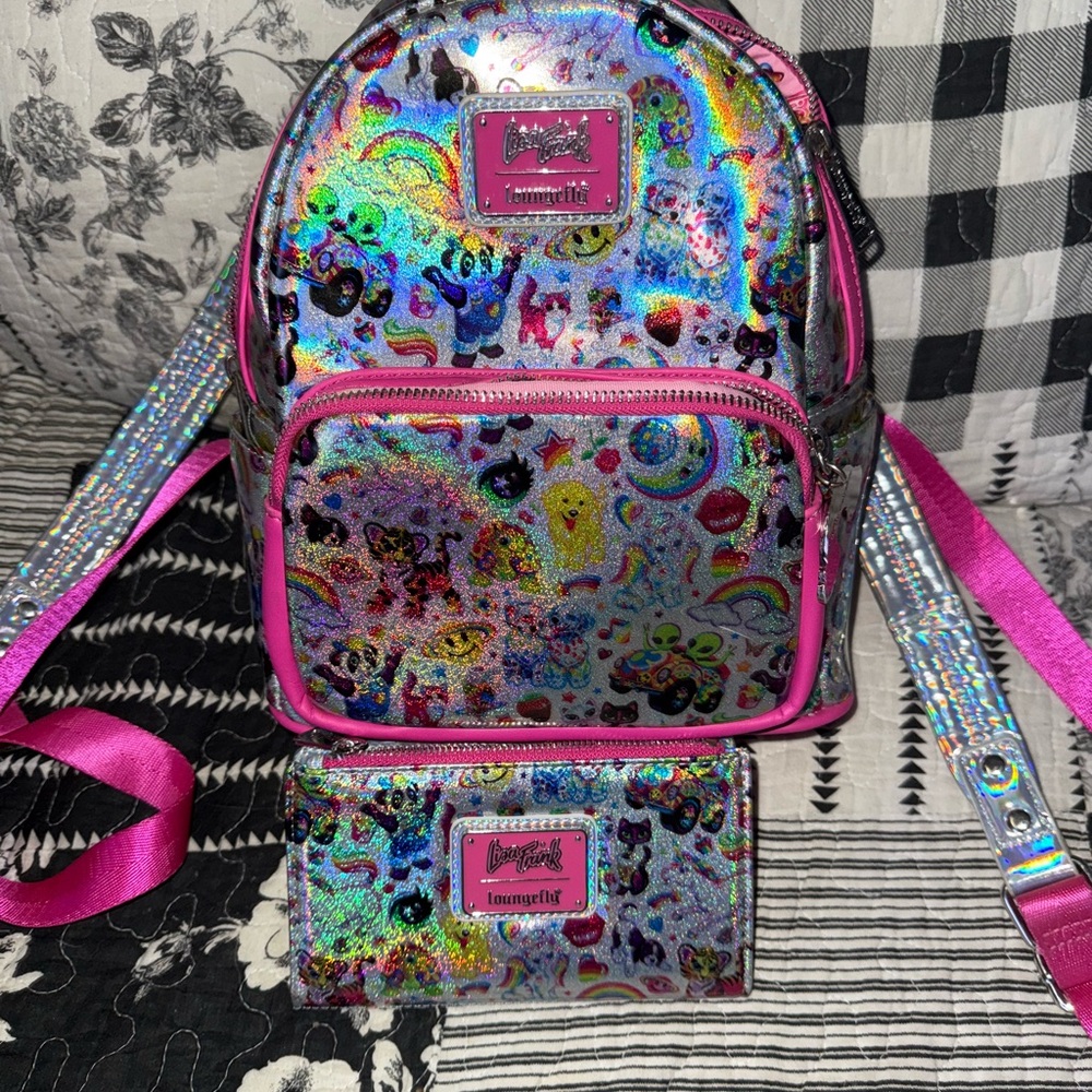 Lisa Frank Loungefly backpack and wallet set